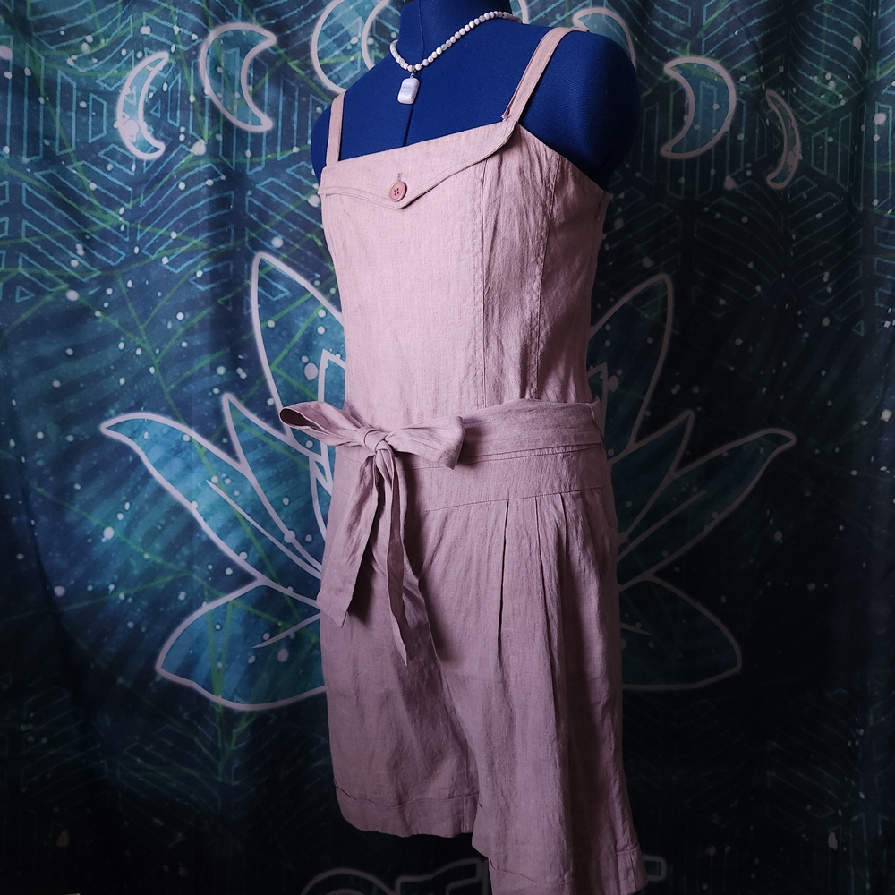 BCBG Max Azria Lavender Linen Romper Shortalls Size 4